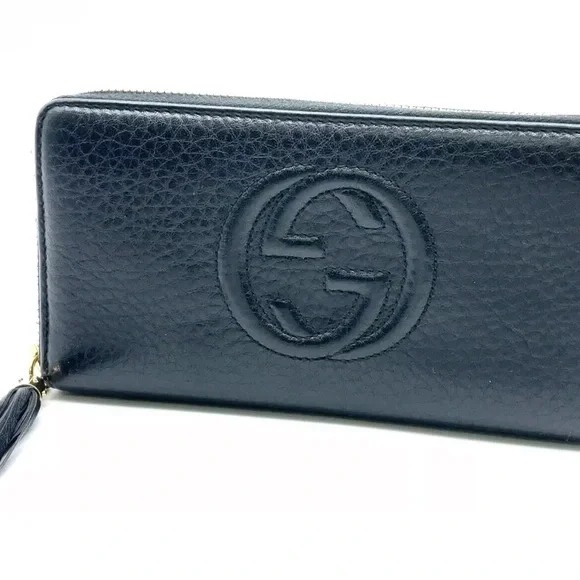 Authentic GUCCI GG Logo Soho Leather Black Long Wallet W/Box - Picture 2 of 16